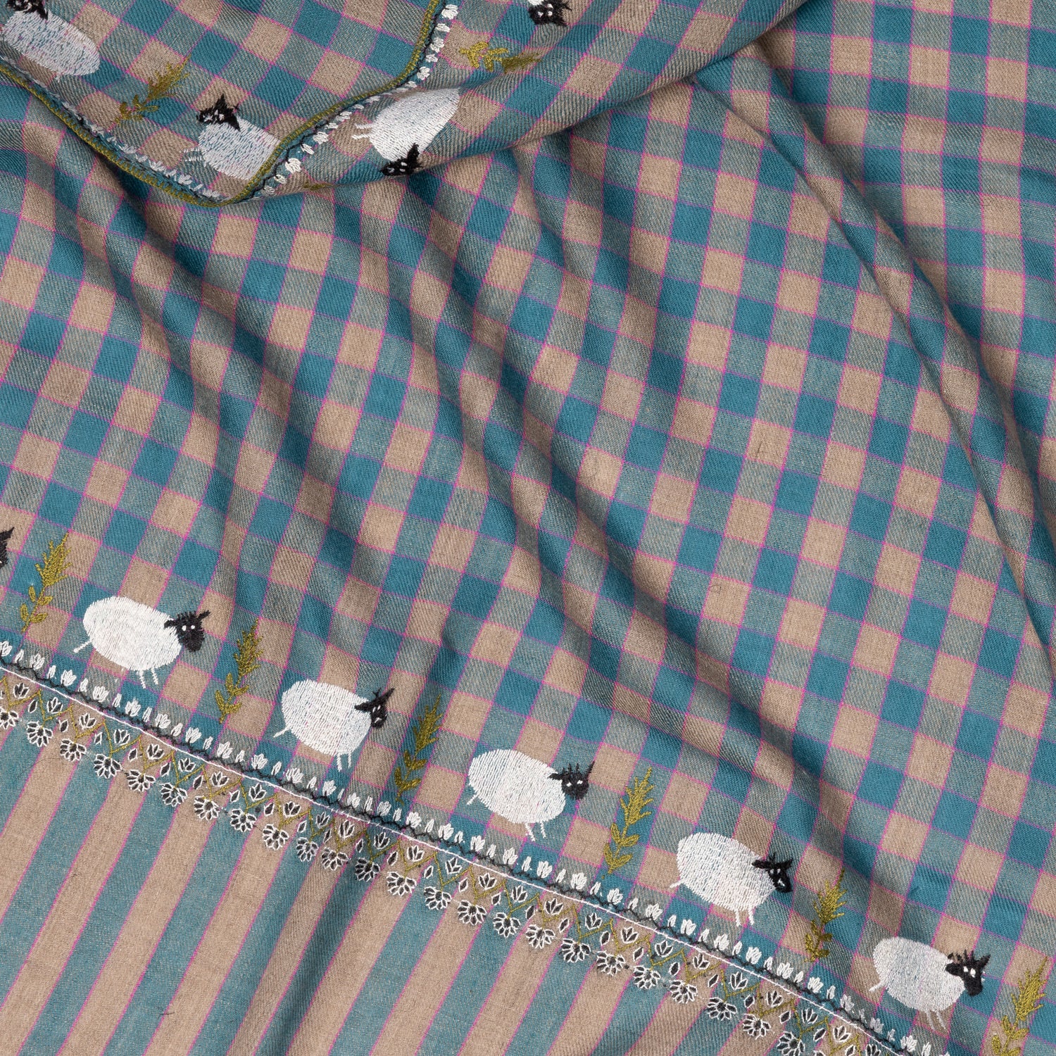 Scarf "AMRITSAR" made from the Finest Hand-Embroidered Pashmina Cashmere - purely handmade